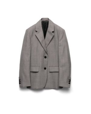 Prada Single-Breasted Checked Grisaille Jacket - Gray