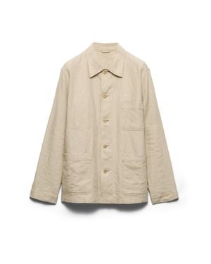Prada Single-Breasted Linen Jacket - Natural