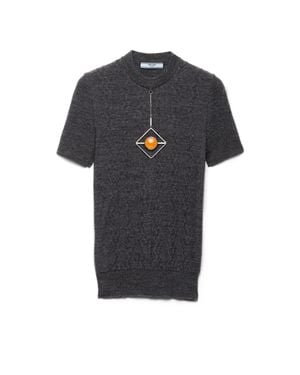 Prada Short-Sleeved Wool Jumper With Pendant - Black