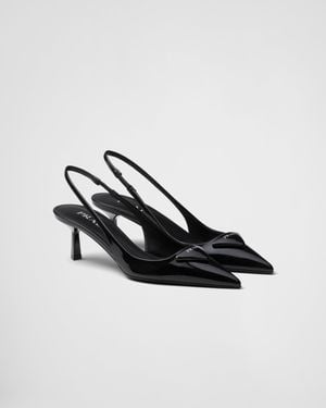 Prada Patent Leather Slingback Pumps 55 - Black