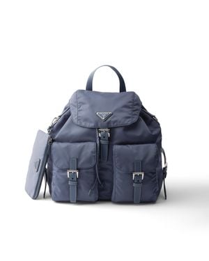 Prada Rucksack Aus Re-Nylon, Damen - Blau