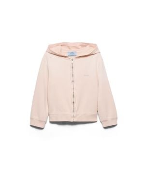 Prada Cotton Fleece Hoodie Zipper Jacket - Pink