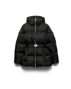 Prada Re-Nylon Hooded Down Jacket - Black