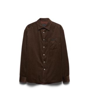 Prada Logo-Embellished Padded Corduroy Cotton And Cashmere Shirt - Brown
