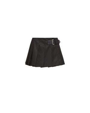 Prada Pleated Gabardine Miniskirt - Black