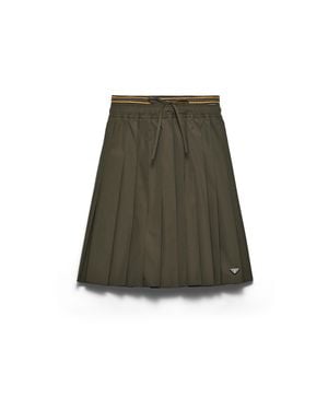Prada Pleated Poplin Midi-Skirt, Forest - Green