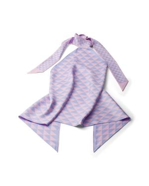 Prada Printed Silk Twill Halter Top - Purple