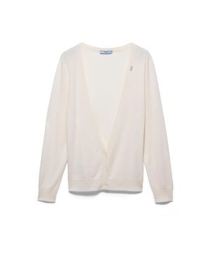 Prada Strickjacke Aus Kaschmir, Damen, Größe - Weiß