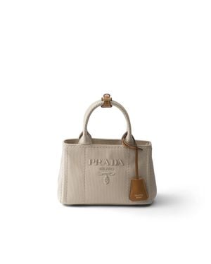 Prada Jardinière Cotton Canvas Mini-Bag, Natural - White