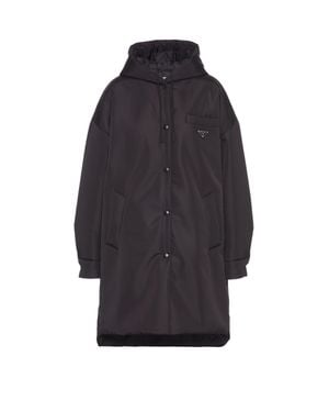 Prada Re-Nylon Logo-Plaque Nylon Coat - Blue