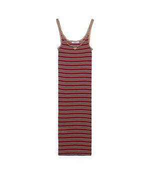 Prada Striped Cotton Dress - Red
