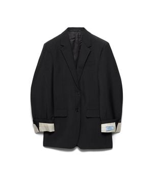 Prada Single-Breasted Kid Mohair Jacket - Black