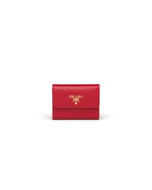 Prada Small Saffiano Leather Wallet - Red