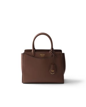 Prada Prelude Medium Leather Handbag, Palisander - Brown
