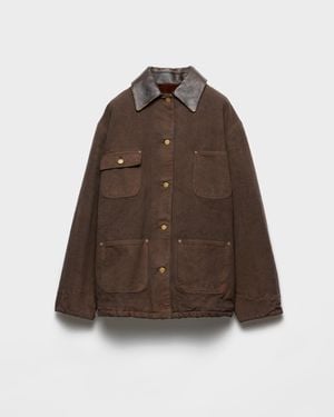 Prada Canvas Oversized Jacket - Brown