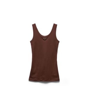 Prada Ribbed Knit Top, Cocoa - Brown