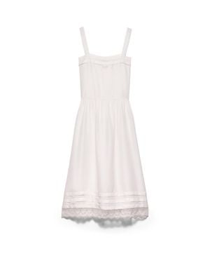 Prada Embroidered Old Washed Silk Dress - White