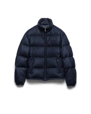 Prada Logo-Embellished Padded Dow-Filled Cashmere Jacket - Blue