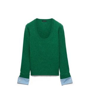 Prada Pull À Col Large En Laine Shetland, Homme, Taille - Vert