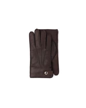 Prada Deer Leather Shearling-Lined Gloves - Brown