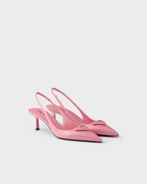Prada Patent Leather Slingback Court Shoes - Pink