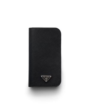 Prada Coque Pour Iphone 17 Pro Max En Cuir Saffiano, Homme - Noir