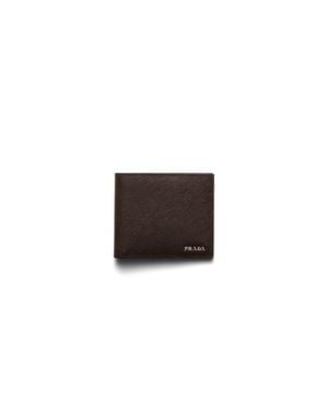 Prada Saffiano Leather Wallet, Coffee/Baltic - White