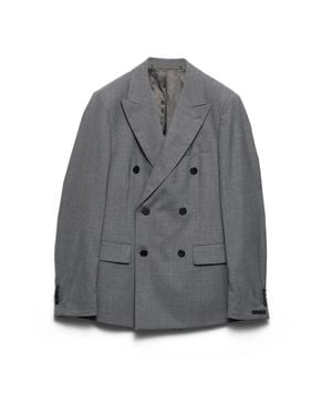 Prada Double-Breasted Wool Jacket - Grey
