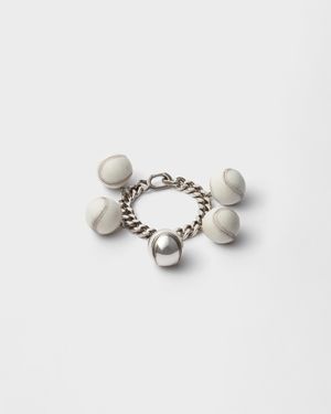 Prada Metal Baseball Bracelet - White