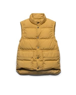 Prada Logo-Embroidered Cotton-Down Gilet - Yellow