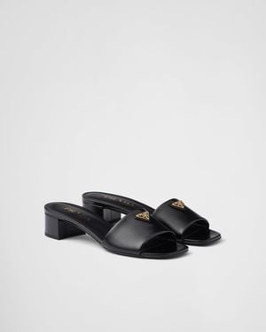 Prada Saffiano Patent Leather Sandals - Black