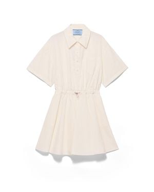 Prada Short-Sleeved Technical Pongé Dress, Ivory - White