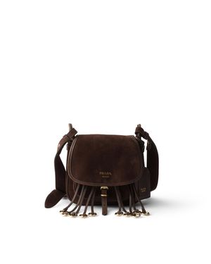 Prada Corsaire Suede Mini Shoulder Bag, Dark - Brown