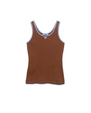 Prada Old Cotton Tank Top, Tobacco/Steel - Brown
