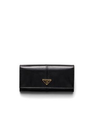 Prada Large Leather Wallet - Black