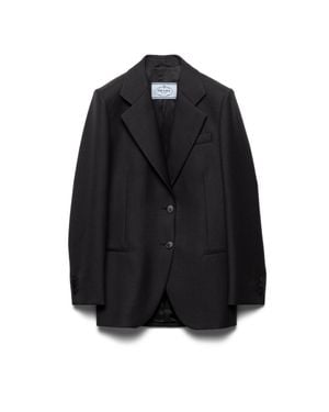 Prada Single-Breasted Gabardine Jacket - Blue