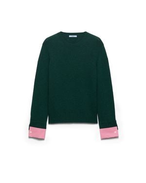 Prada Wool And Cashmere Crew-Neck Jumper - Green