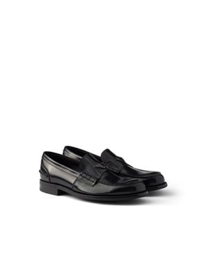 Prada Brushed Leather Loafers, Size 5 - Black