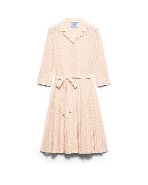 Prada Eyelet Lace Shirt Dress - Natural