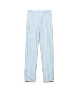 Prada Striped Silk Pongé Trousers - Blue