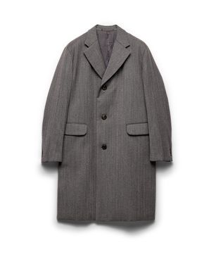 Prada Single-Breasted Wool Coat - Grey