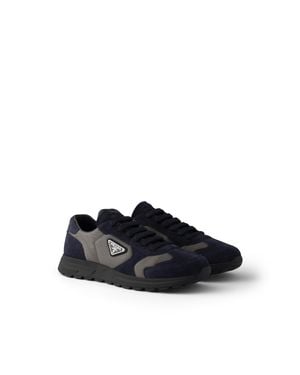 Prada Prax Suede And Re-Nylon Sneakers - Blue