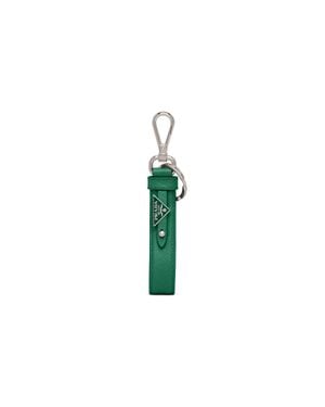 Prada Saffiano Leather Keychain - White
