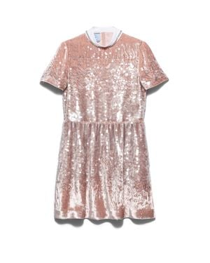 Prada Sequined Velvet Mini-Dress - Pink