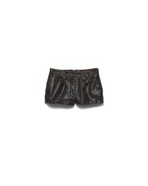 Prada Leather Shorts, Dark - Black