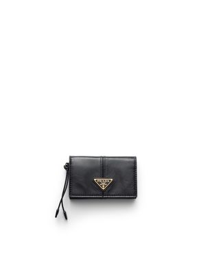 Prada Leather Card Holder With Flap - White