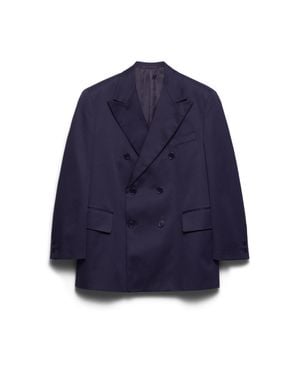 Prada Double-Breasted Cotton Jacket - Blue