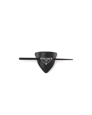Prada Leather Hair Clip - Brown