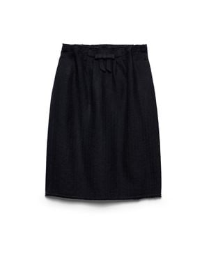 Prada Chevron Wool Midi Skirt - Black