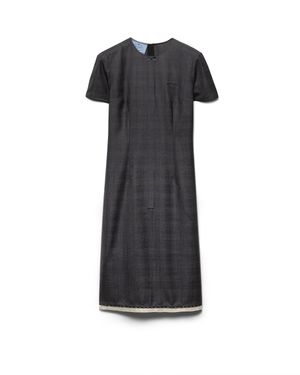 Prada Checked Wool Dress, Anthracite - Black